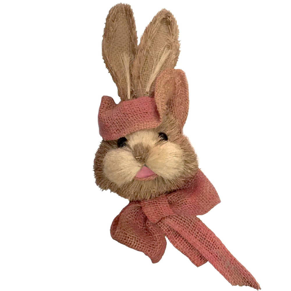 Sisal Bunny Face Wall Hanger - Pink
