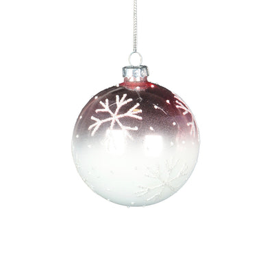 Pink Ombre Glass Ornament with Snowflakes - Ball  | Putti Christmas Canada