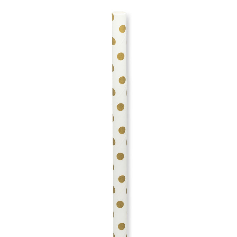 Straws with Gold Dots - Box of 100 | Putti Party Supplies 