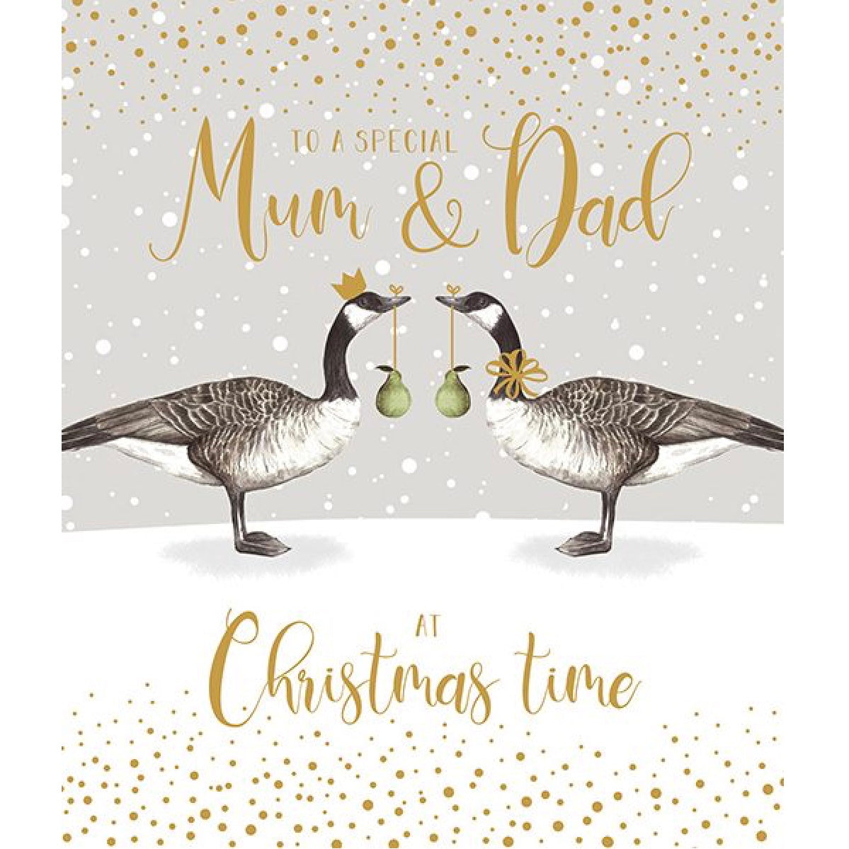 "To a special Mum & Dad at Christmas time" Geese Greeting Card