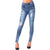 Ripped Blue Floral Embroidery Jewel Detail Skinny Jeans