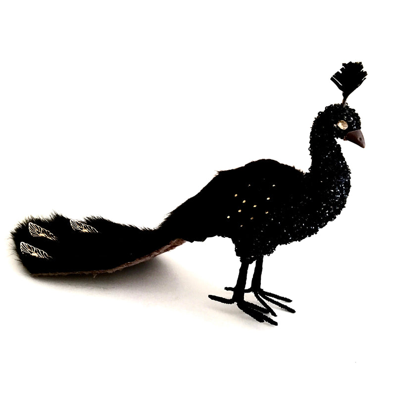 Black and Gold Feather Peacock Standing | Putti Christmas Celebrations 