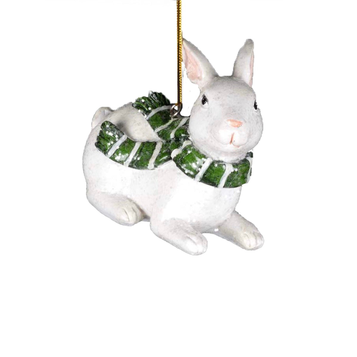 Snow Bunny with Green Scarf Ornament