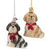 Kurt Adler Shih Tzu with Red Bow Glass Dog Christmas Ornament | Putti Christmas