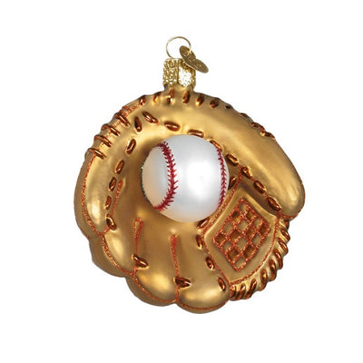 Old World Christmas Baseball Mitt Glass Ornament, OWC-Old World Christmas, Putti Fine Furnishings