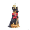 Kurt Adler German Shepherd with Red Bow Glass Ornament | Putti Christmas