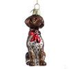 Kurt Adler German Short Hair Pointer with Red Bow Glass Dog Christmas Ornament | Putti Christmas