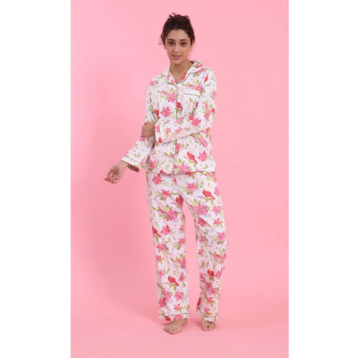 Mahogany "Poinsettia" Flannel Pyjamas | Putti Fine Fashions Canada