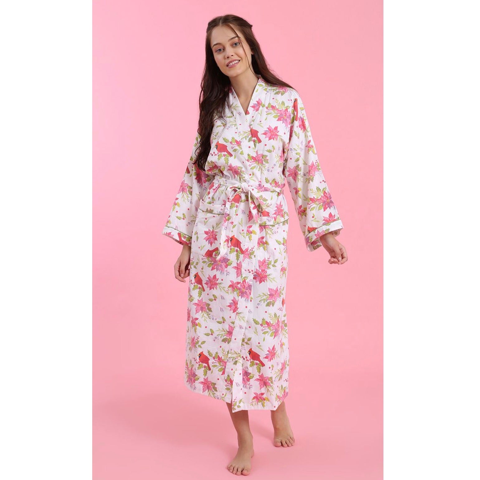Mahogany "Poinsettia" Flannel Robe| Putti Fine Fashions Canada