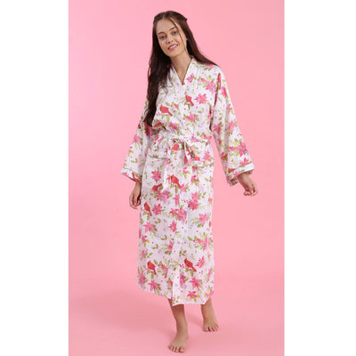 Mahogany "Poinsettia" Flannel Robe| Putti Fine Fashions Canada