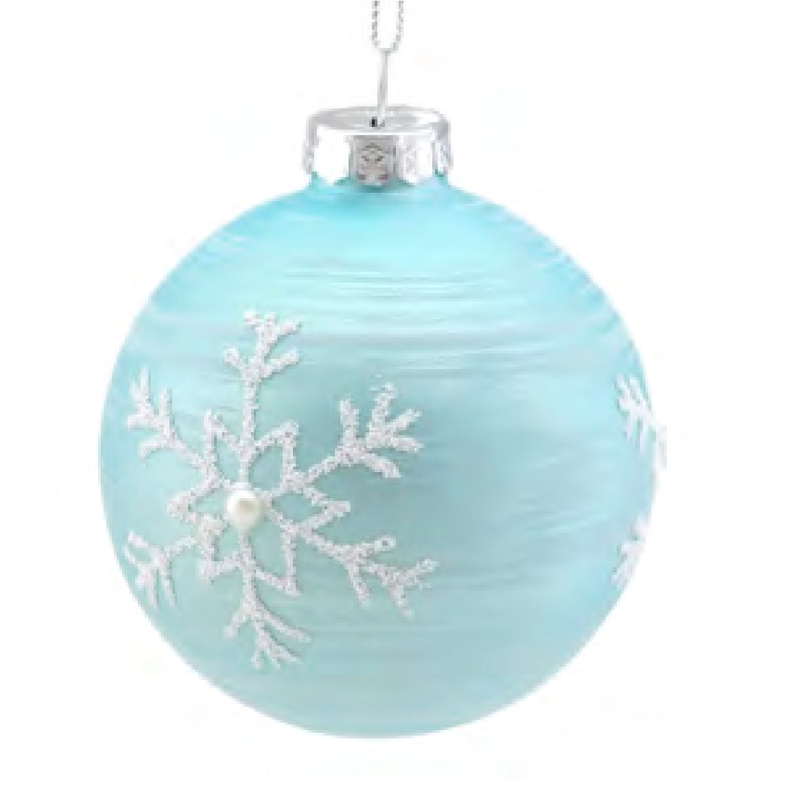 Tiffany Blue with Snowflake Glass Ball Ornament | Putti Christmas Canada
