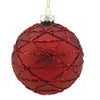 Red Triangular Pattern Glass Ball Ornament | Putti Christmas Canada