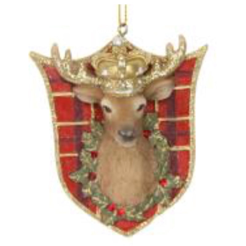 Stag Head on Shield Plaque Ornament