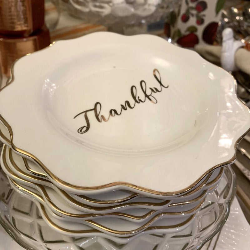 "Thankful" Appetizer Plate | Thanksgiving Putti Fine Furnishings 