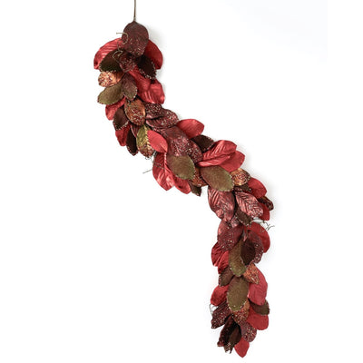 Red Magnolia Leaf Garland | Putti Christmas Decorations