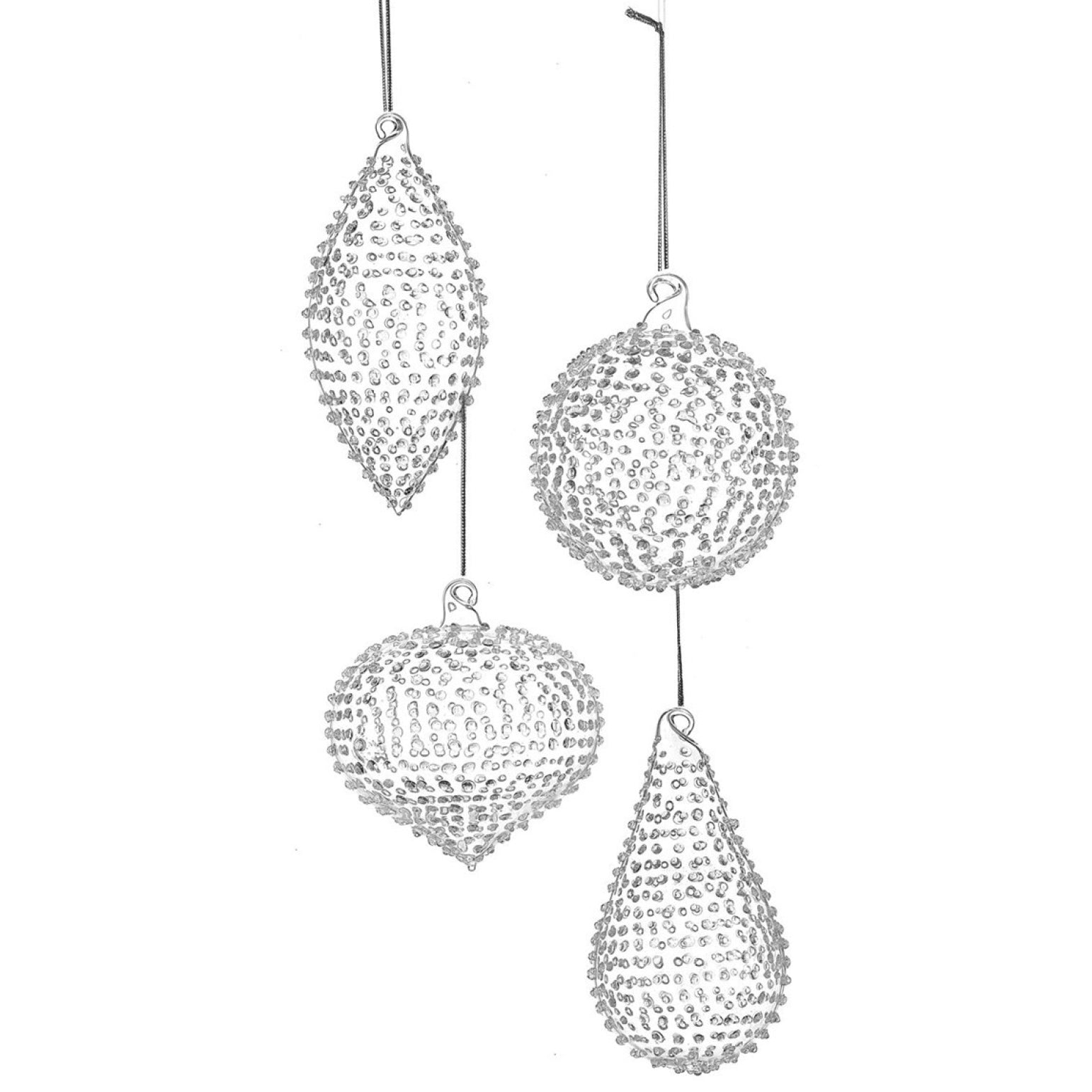 Iced Glass Ornaments | Putti Christmas Decorations 