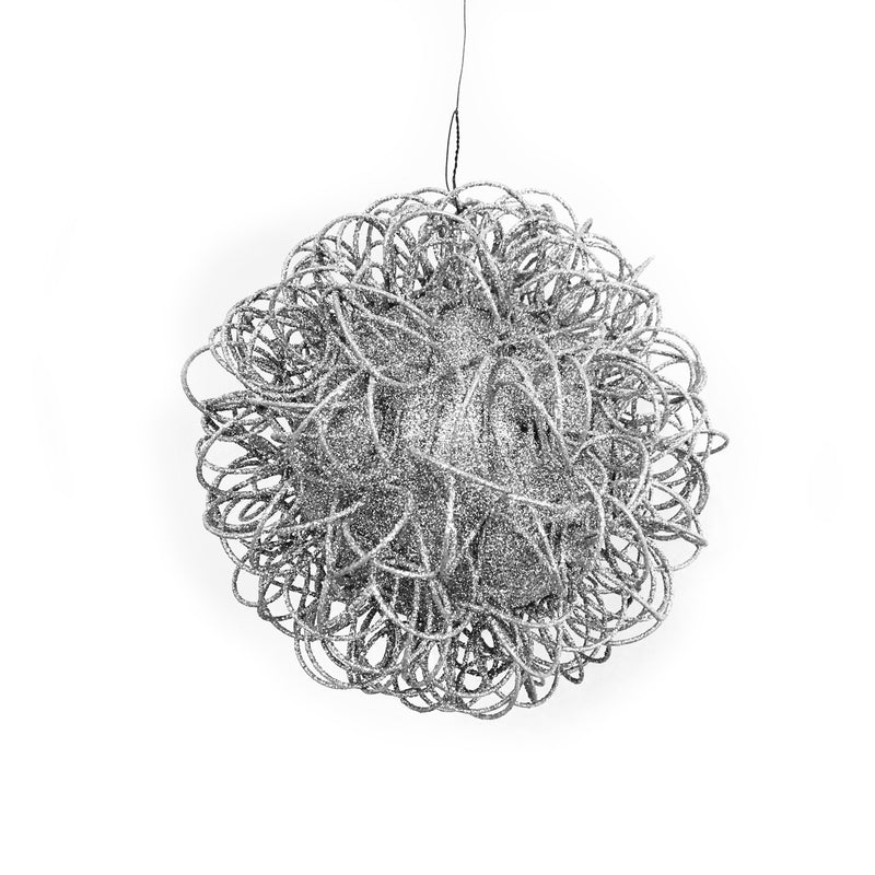  Jim Marvin Glitter Wire  Ball Ornament - Silver, JM-Jim Marvin, Putti Fine Furnishings