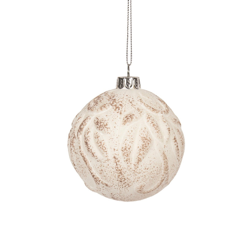 White Stone Glass Ball Ornament | Putti Christmas Decorations 