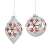 Clear with Red Snowflakes Glass Ornaments  | Putti Christmas Decorations