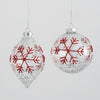 Clear with Red Snowflakes Glass Ornaments  | Putti Christmas Decorations