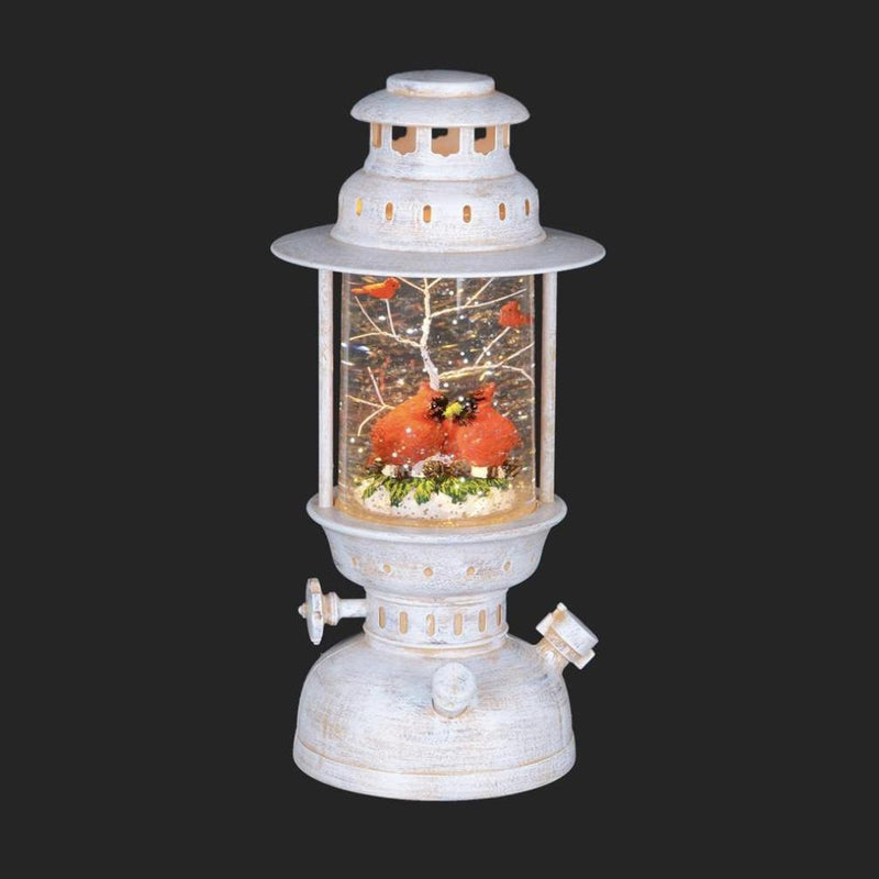 Perpetual Snow White Oil Lamp with Cardinal | Putti Christmas Shop 