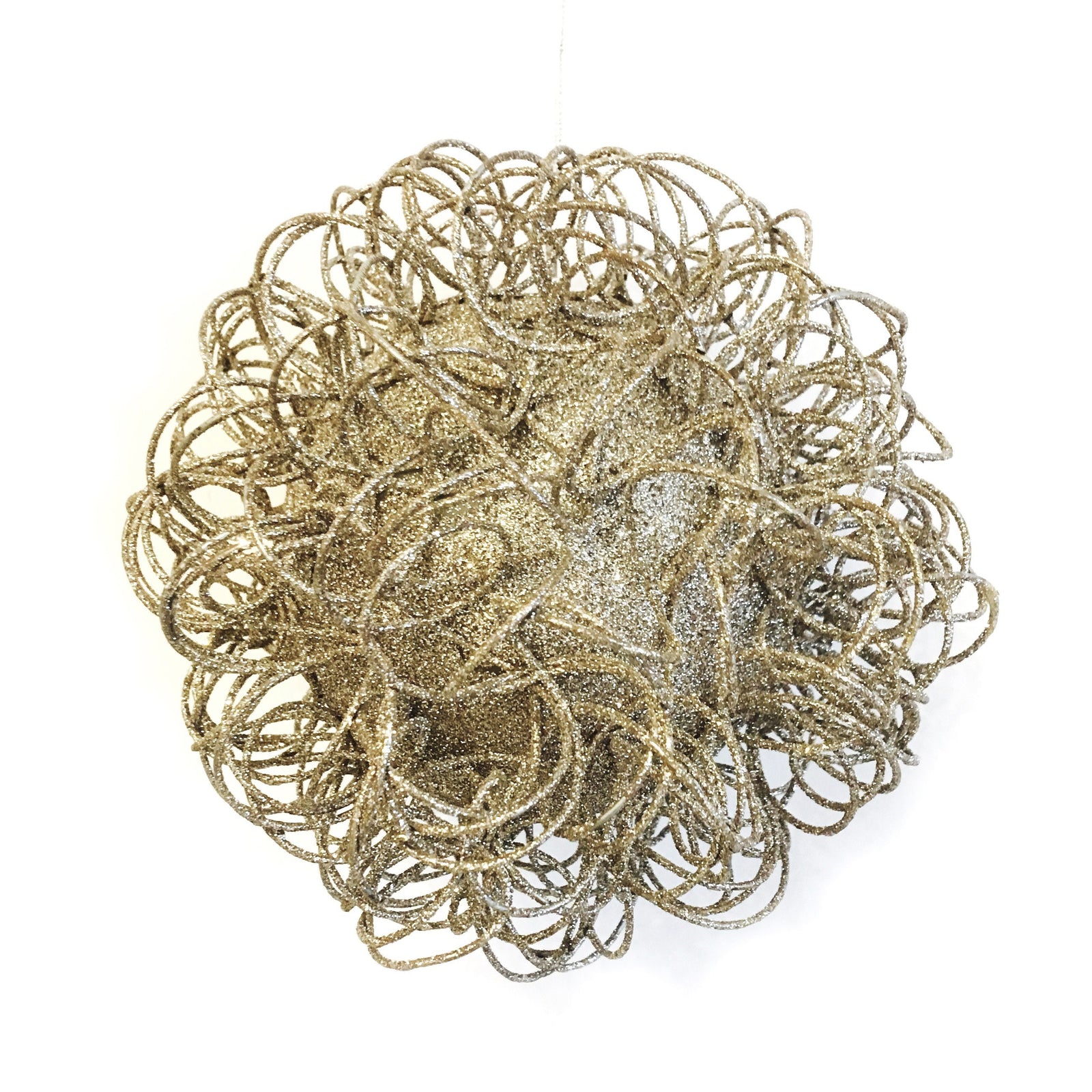  Jim Marvin Glitter Wire  Ball Ornament - Champagne Gold, JM-Jim Marvin, Putti Fine Furnishings