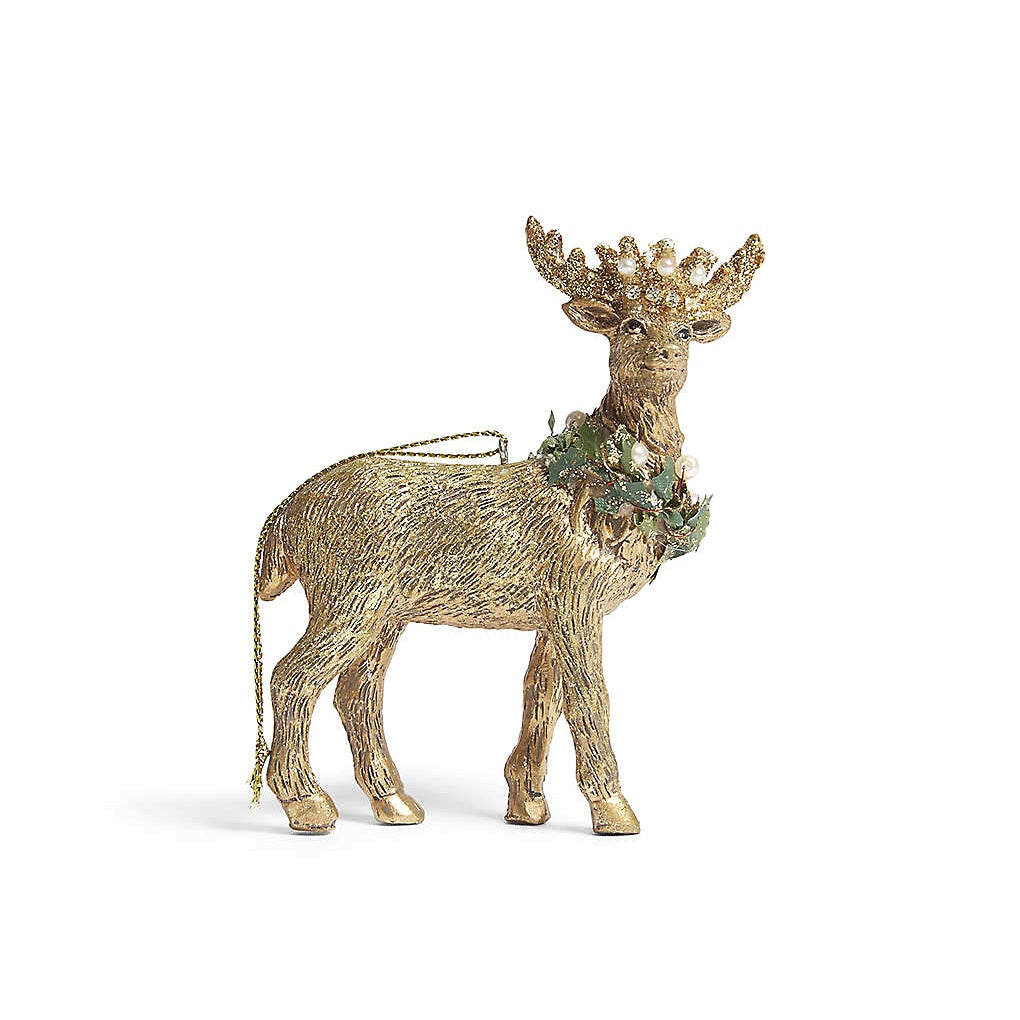 Royal Balmoral Gold Resin Stag with Crown Ornament