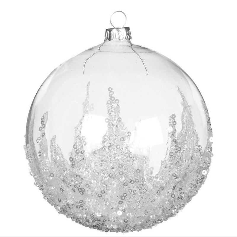 Clear with Iced Stones Glass Ornaments | Putti Christmas Decorations 