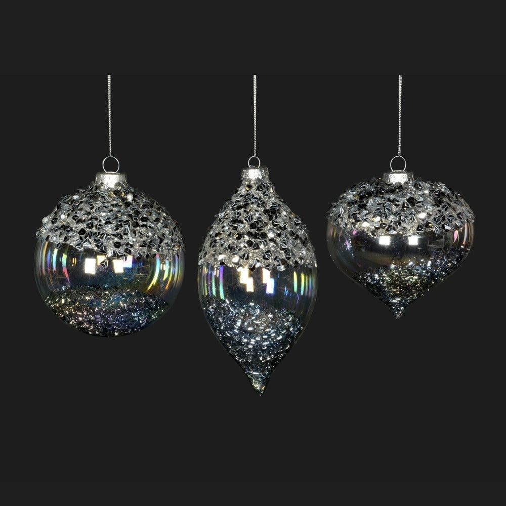 Iced Glass Christmas Ornament with Rainbow Fill | Putti Christmas 