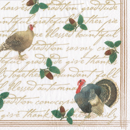 Caspari Founders Thanksgiving Paper Napkin - Dinner  Putti Celebrations 