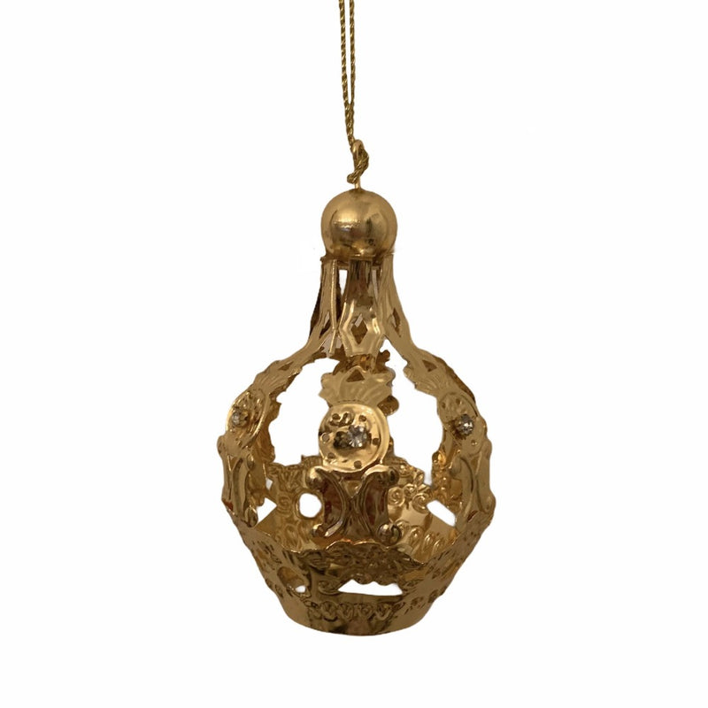 Shiny Gold Metal Crown Ornament | Putti Christmas Canada