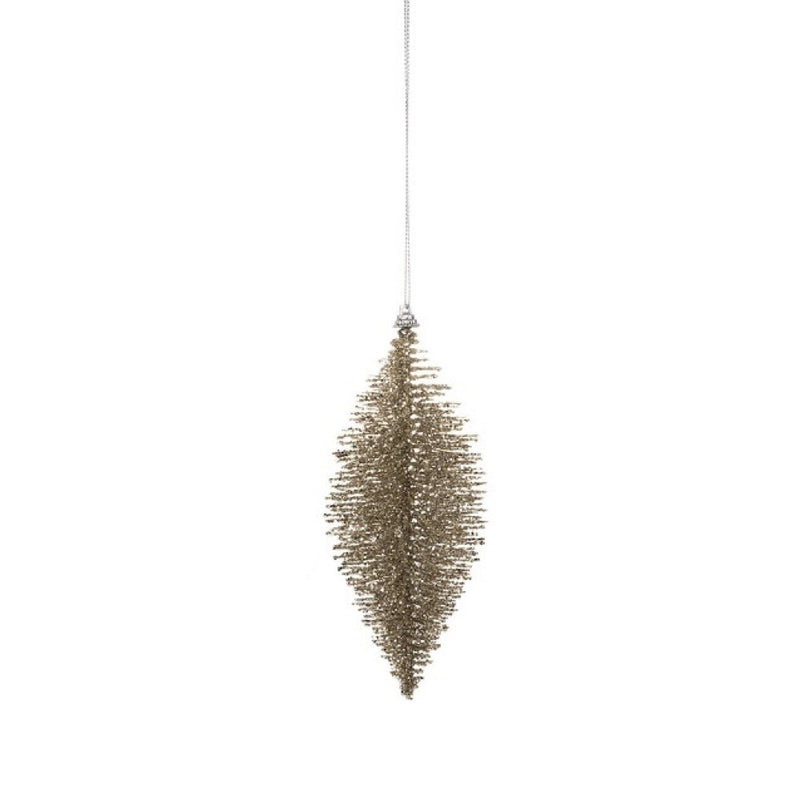 Gold Glittered Fiber Drop Ornament - Small