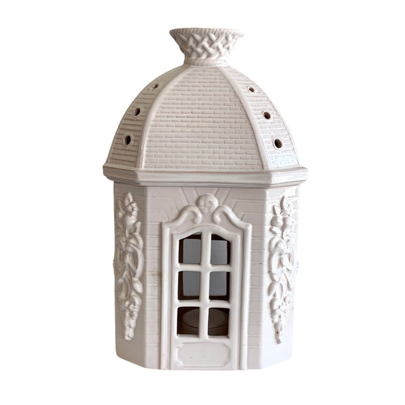 White French Faience Chateau Tea Light Holder