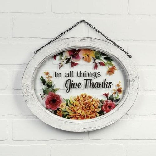 "In all things give thanks" Window Frame Plaque | Putti Celebrations Canada