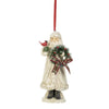 White Santa with Wreath and Cardinal Ornament | Putti Christmas Celebrations