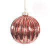 Blush Pink Ribbed Glass Ball Ornament