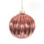 Blush Pink Ribbed Glass Ball Ornament