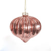 Blush Pink Ribbed Glass Onion Ornament | Putti Christmas