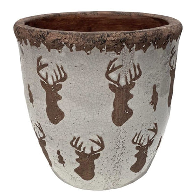 Mud Pie Deer Antler Terracotta Planter - Large | Putti Christmas