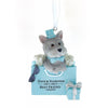 Kurt Adler Tiffany Blue Jeweled Purse with Puppy Ornament
