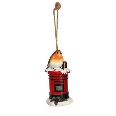 Robin on British Post Box Ornament