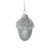 Silver Beaded Acorn Glass Ornament