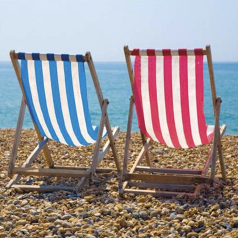 Striped Seaside Lounge Chairs Greeting Card