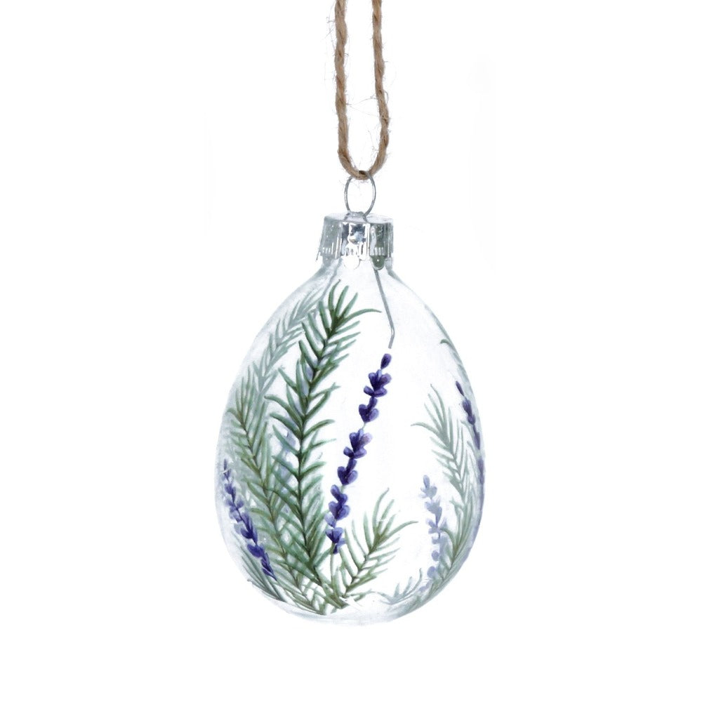 Herb and Lavender Glass Egg Ornament