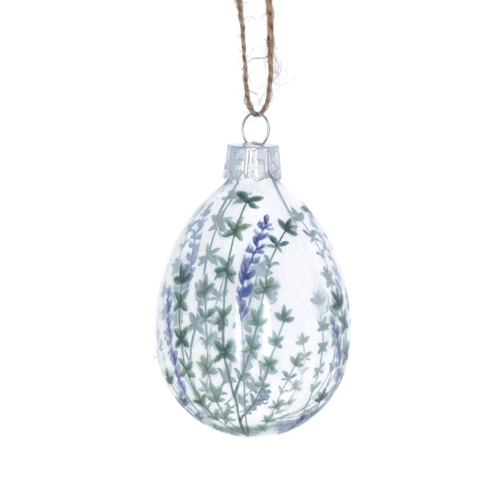 Herb and Lavender Glass Egg Ornament