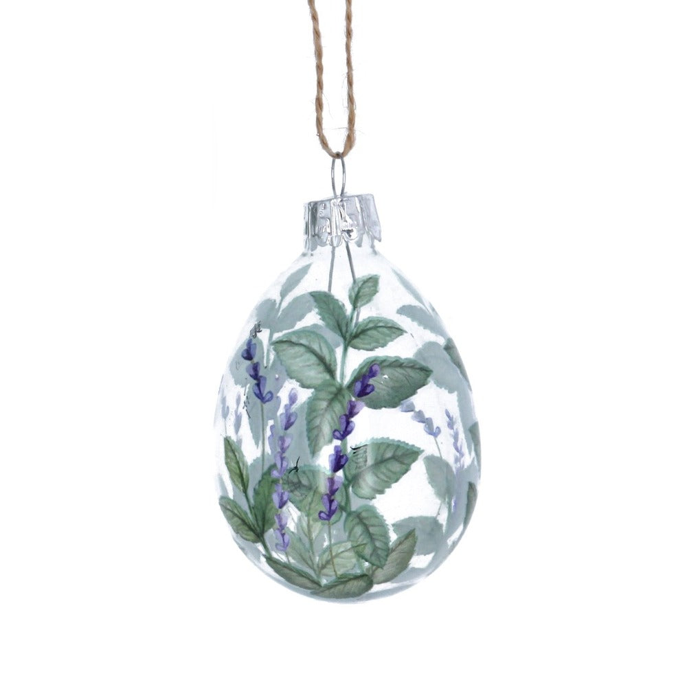 Herb and Lavender Glass Egg Ornament