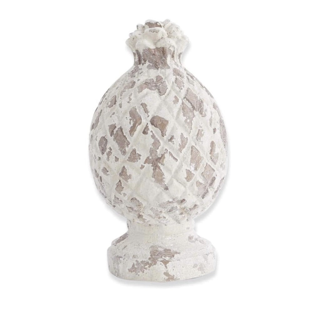 White Distressed Pineapple Finial | Putti Fine Furnishings 