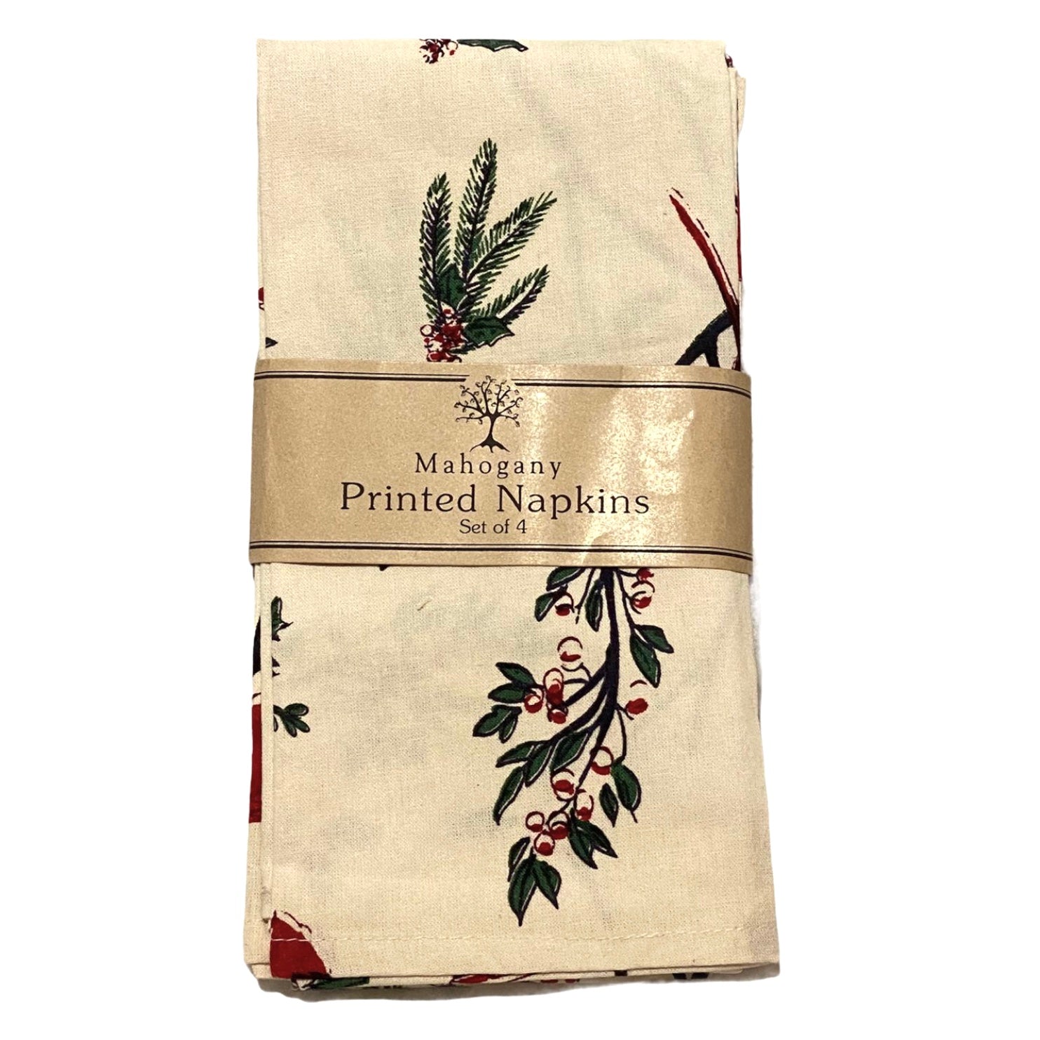 Cardinals in Holly Branches Napkins set of 4