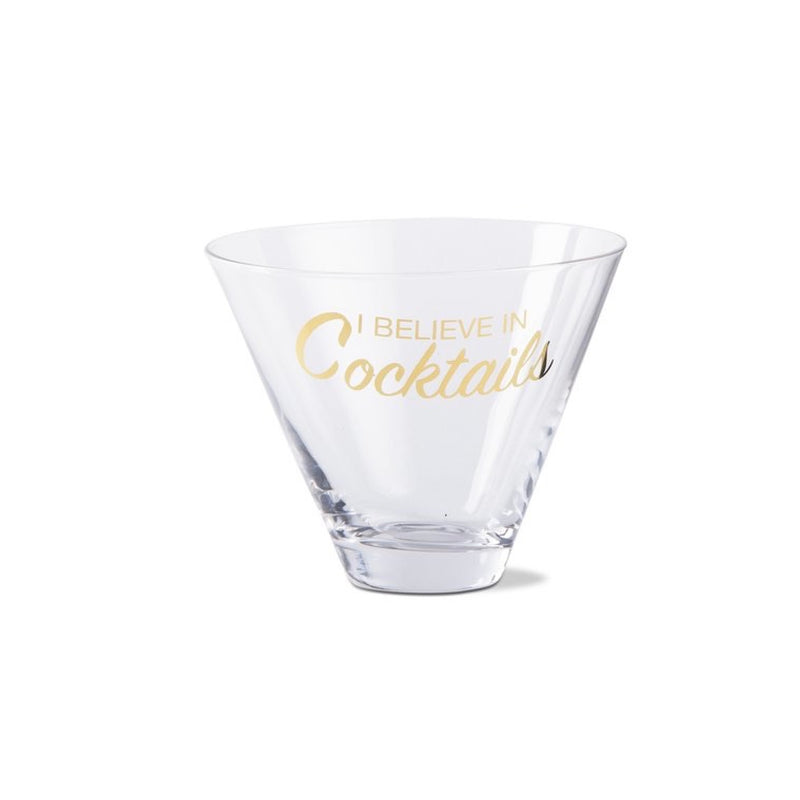  "I Believe in Cocktails" Stemless Martini Glass, TAG-Design Home Associates, Putti Fine Furnishings