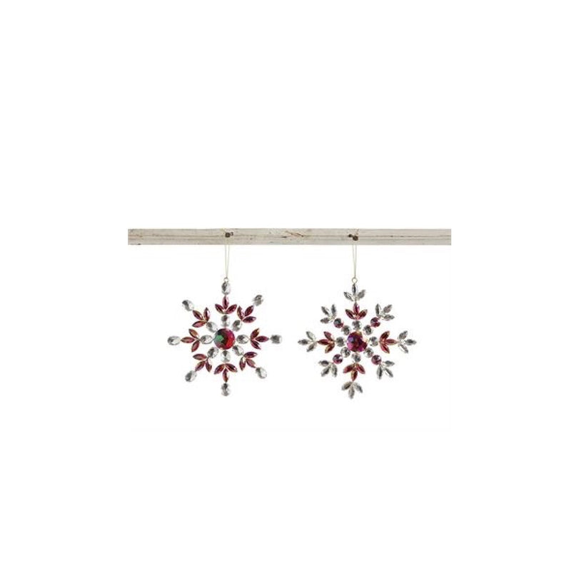 Burgundy Jewelled Snowflake Ornament